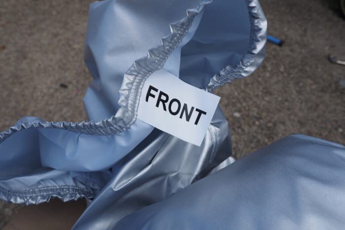 Front label on Coverking Silverguard car cover 