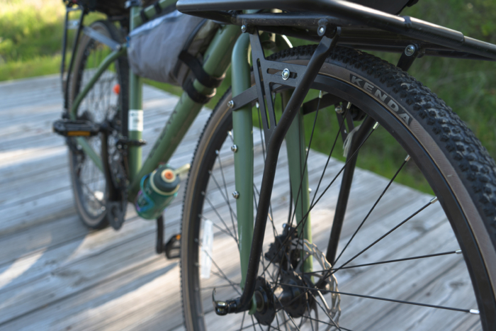 Front tire and fork on Ozark Trail G.1 Explorer bike