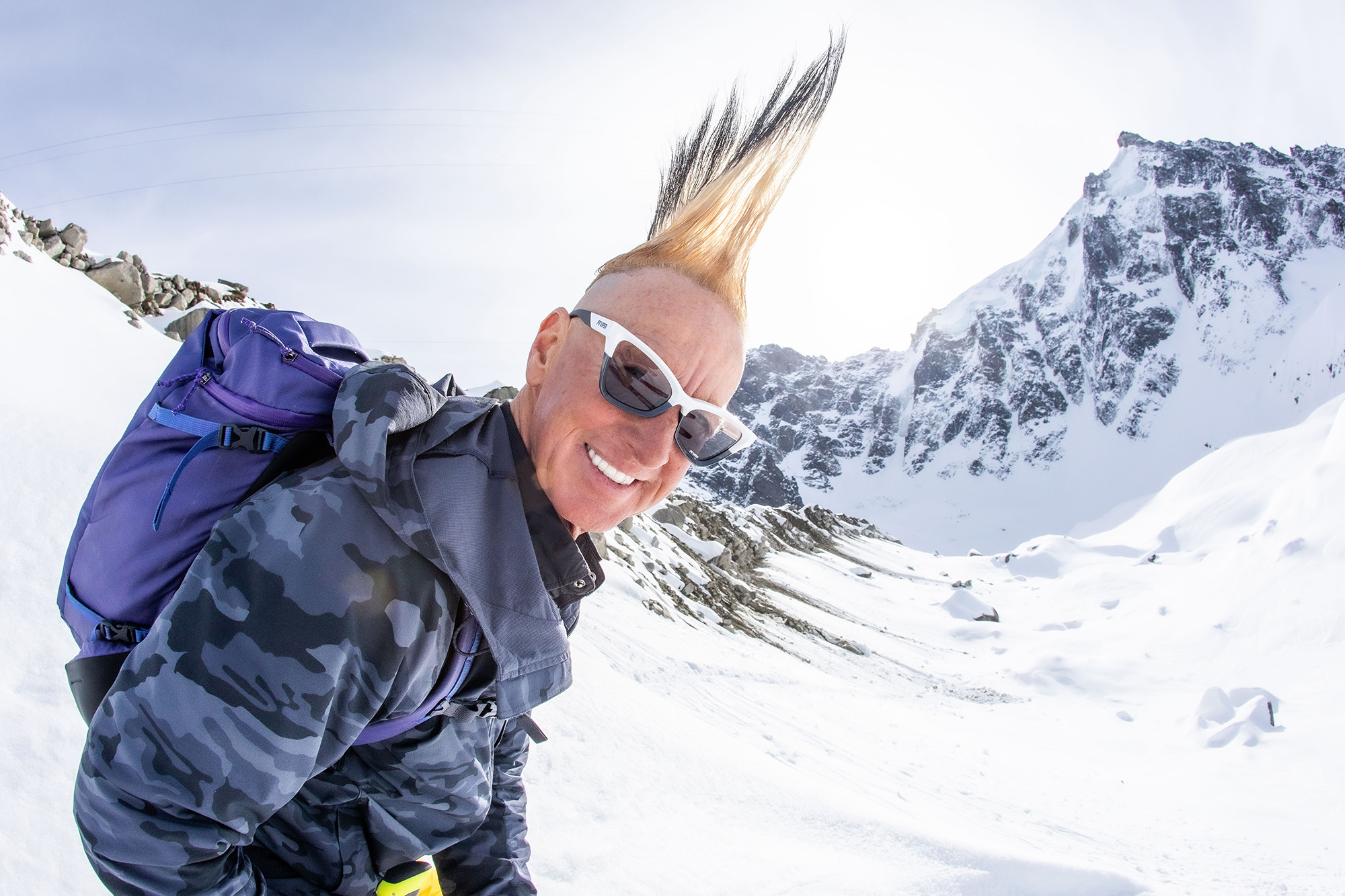 glen plake wearing mohawk clawdia sunglasses