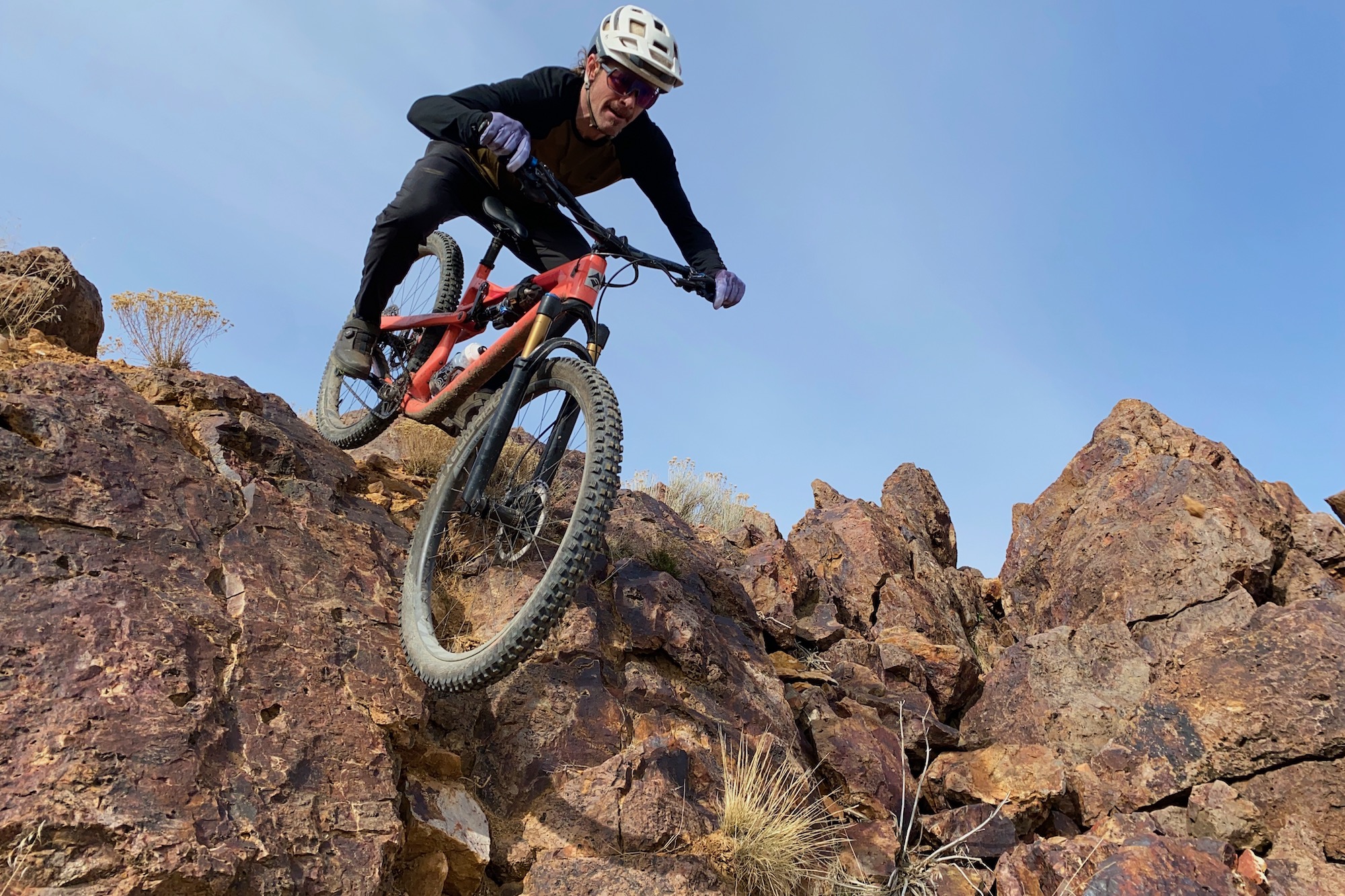Jeremy Benson testing the Wolf Tooth Echo Lock-on mountain bike grips