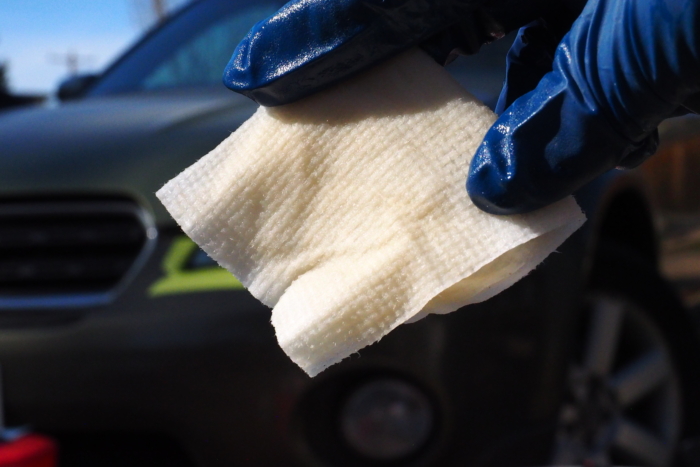 wipe used in headlight restoration 