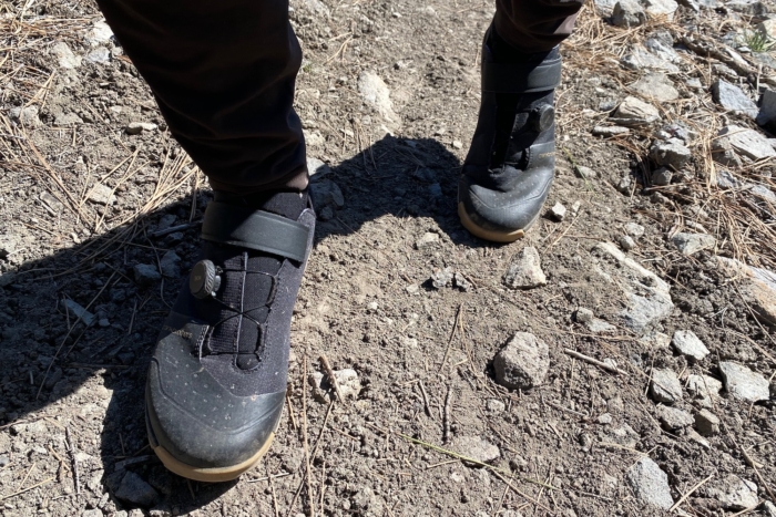 Walking up a trail in the Mallet Trail BOA shoes