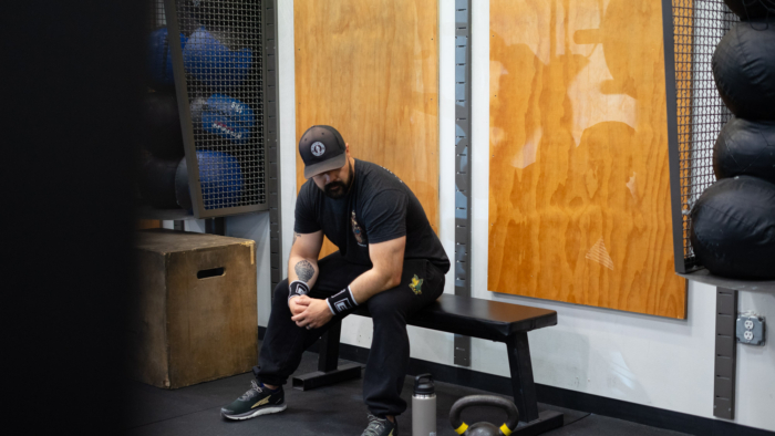 GJ Sweatpants BG Rockfit Sweatpants sitting on bench