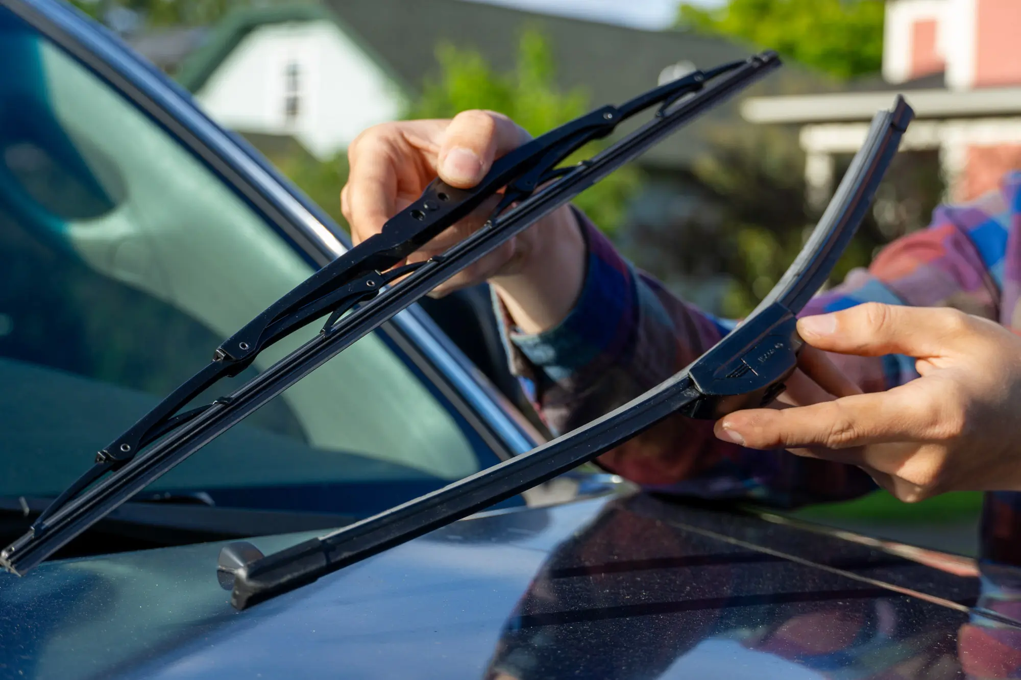 displaying two different types of wiper blades: branch and beam styles