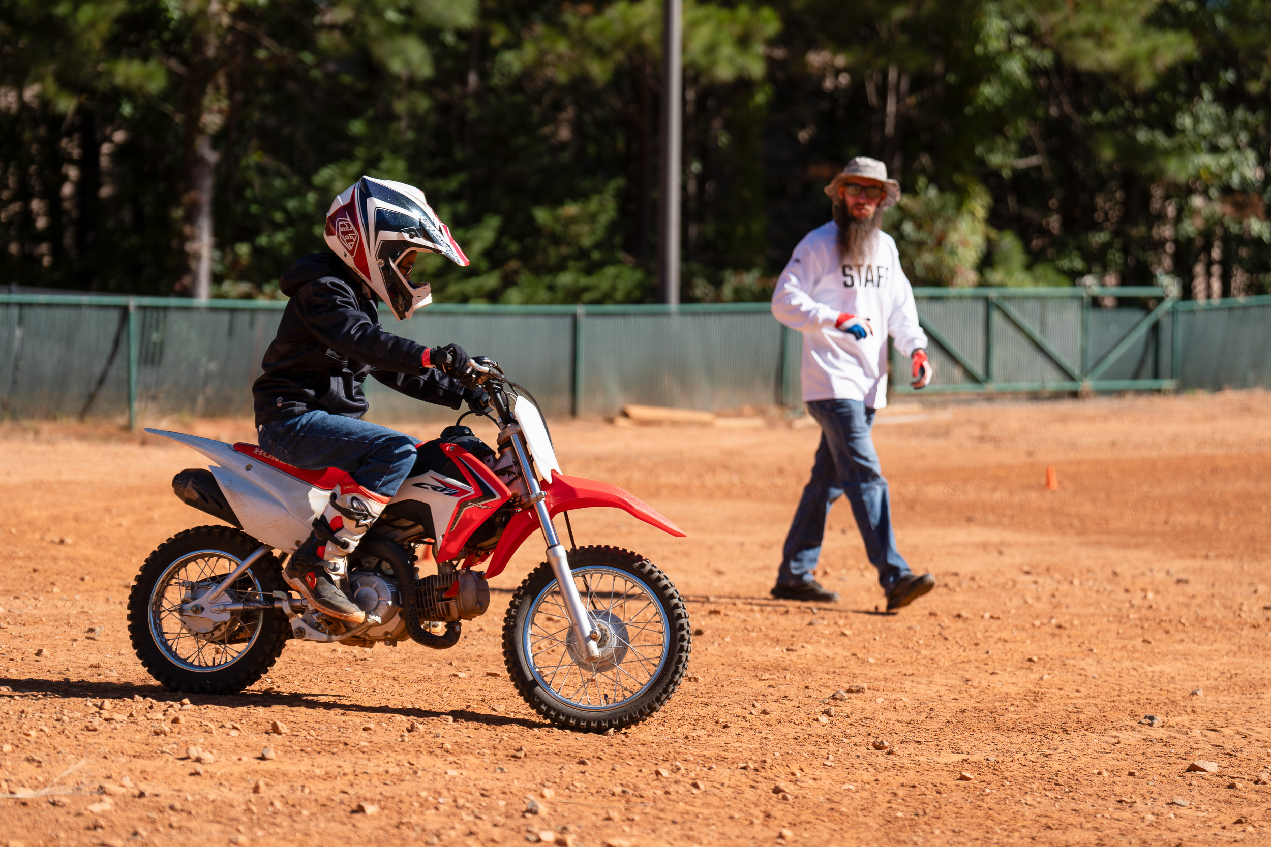 Young rider on dirt during a Motorcycle Safety Foundation MOTO Intro event