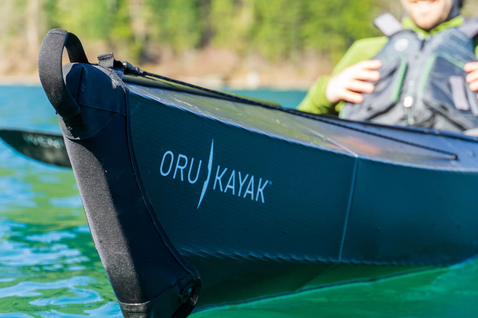 the bow of the Oru kayak shows the interplay between the chines