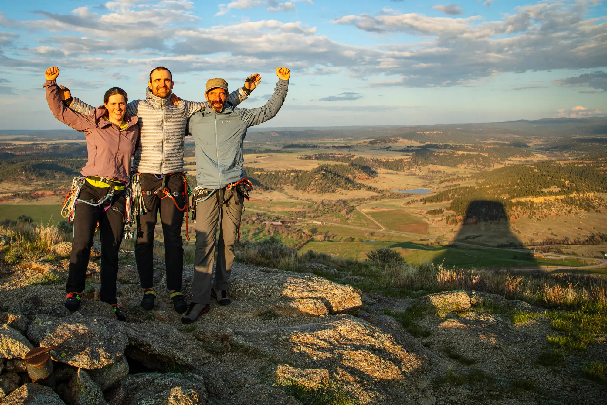 Dufton, Molly, and filmmaker Lee on the summit of Devils Tower