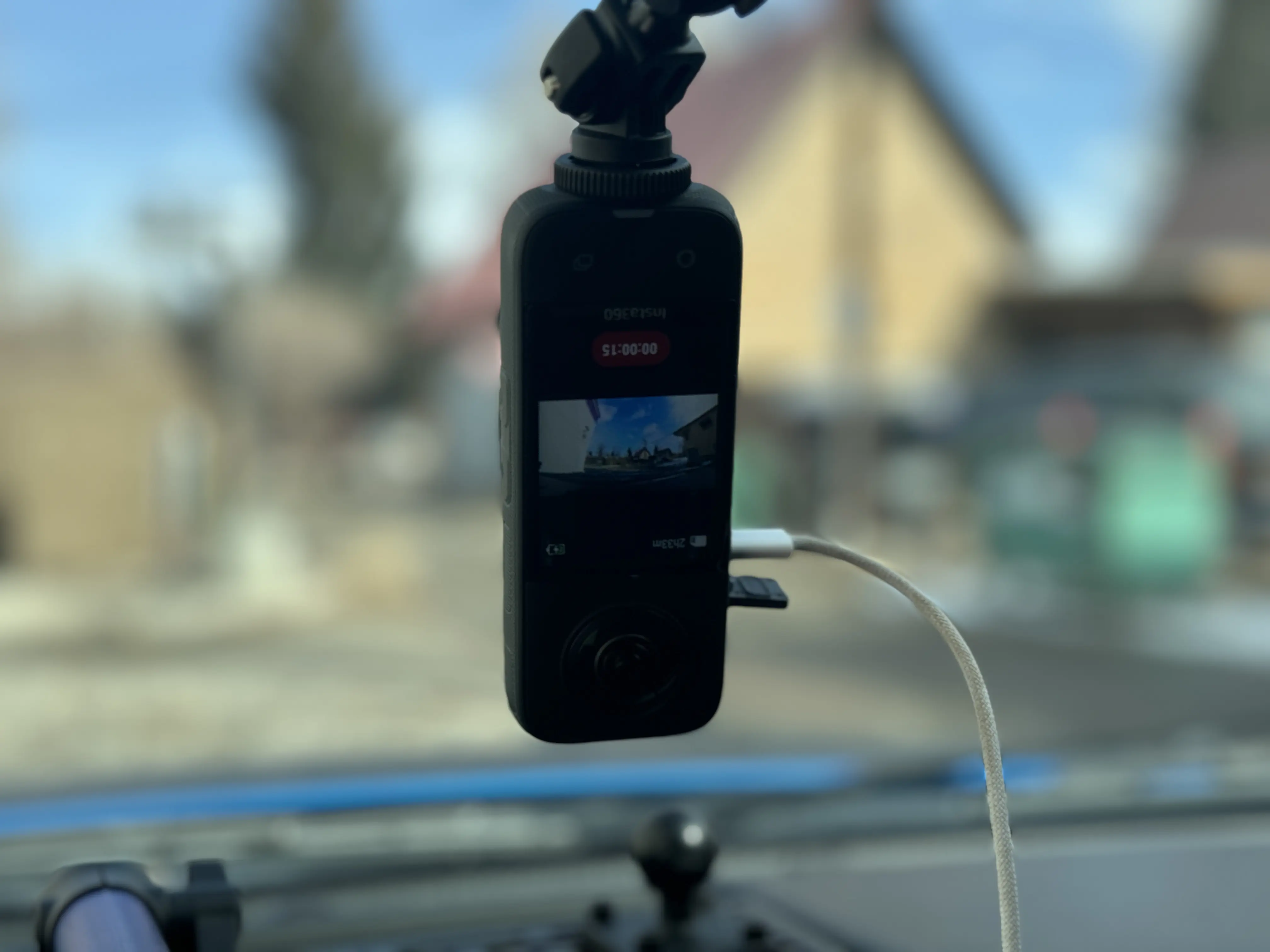 screen with recording video of dash cam 