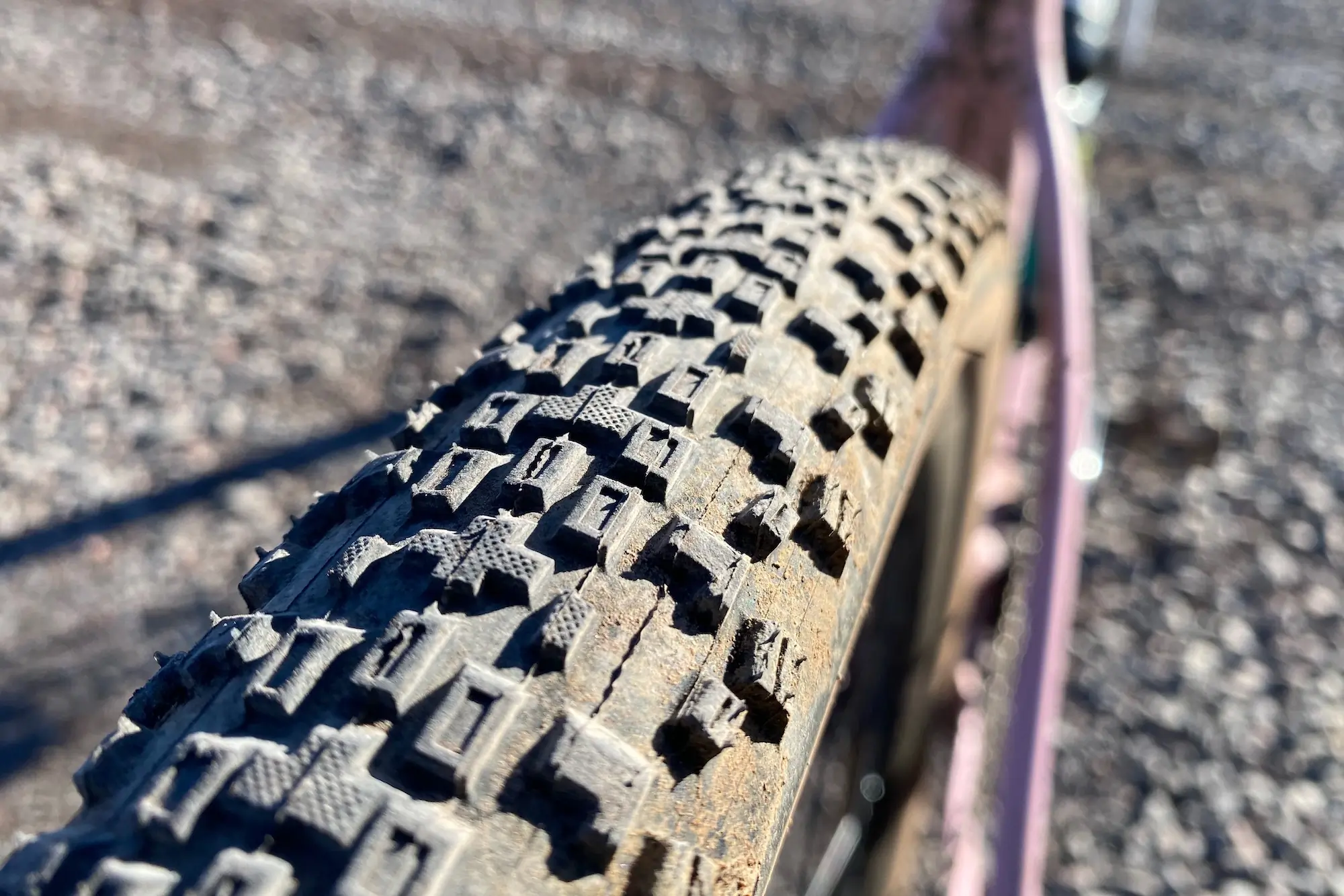 A close look at the tread on the Maxxis Rambler gravel bike tires