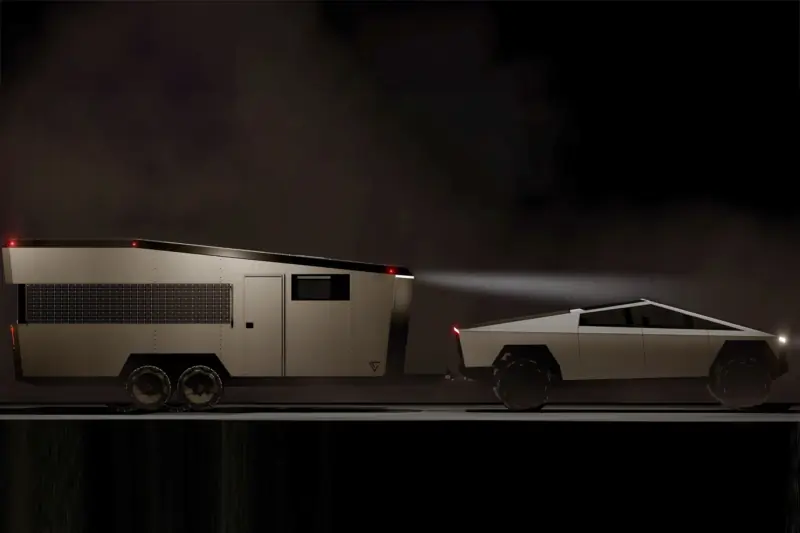 Meet the ‘CyberTrailer’: Brutalist Camper and Tow-Behind Charging Station for Electric Trucks