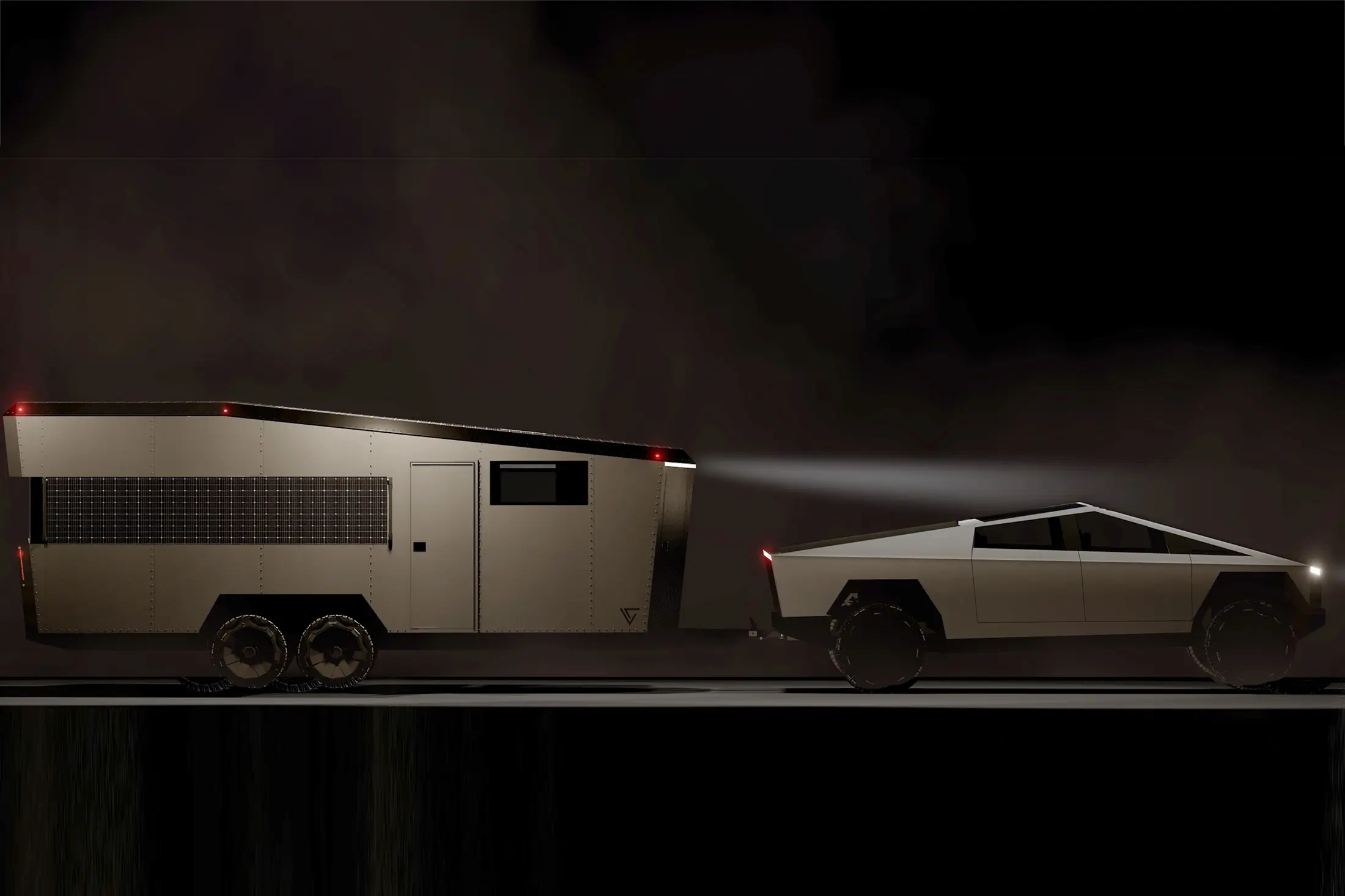 Meet the ‘CyberTrailer’: Brutalist Camper and Tow-Behind Charging Station for Electric Trucks