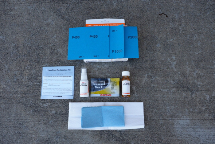 items from headlight restoration kit