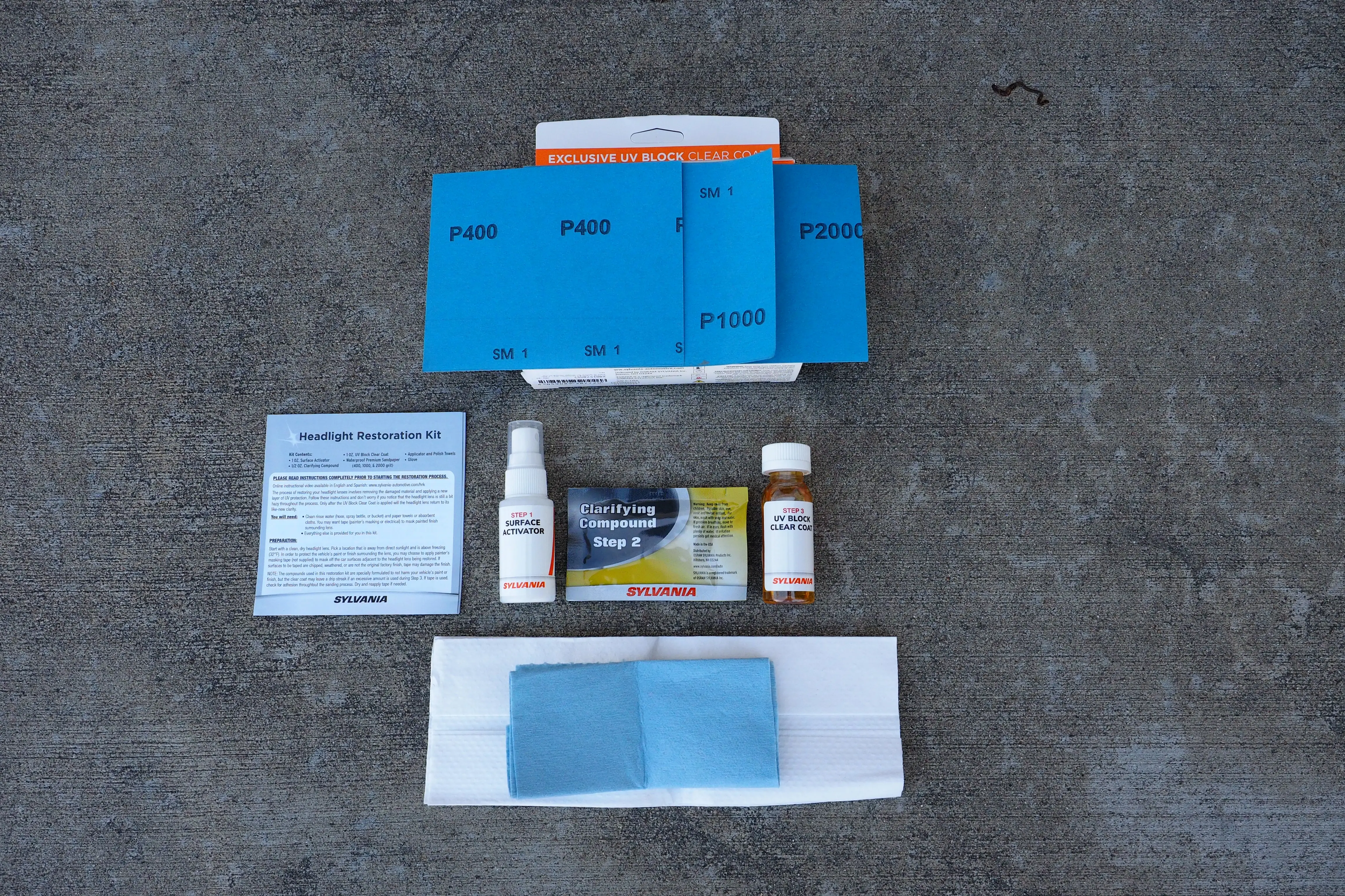 items from headlight restoration kit