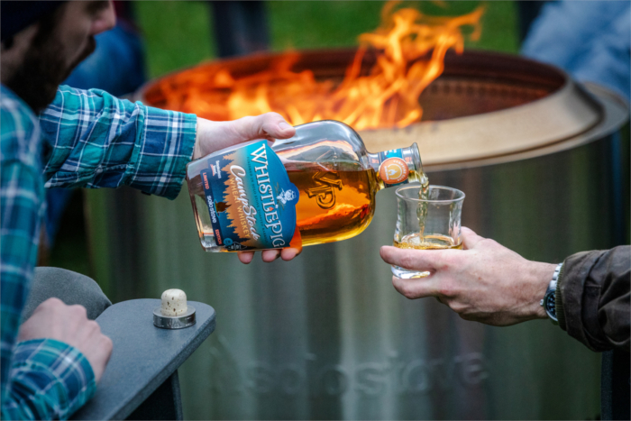 Solo Stove x WhistlePig Whiskey CampStock pour