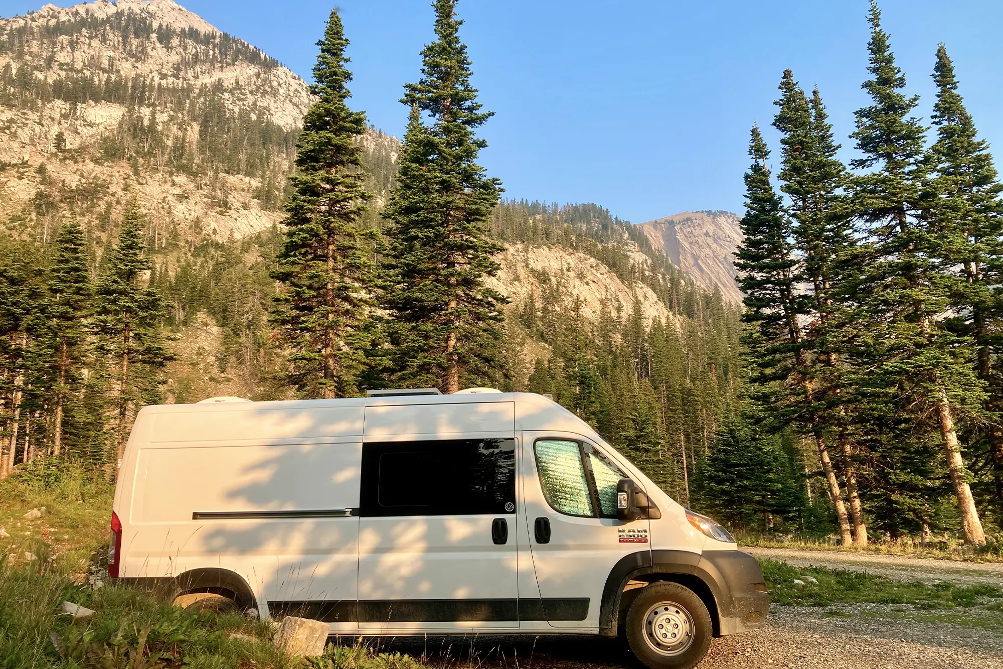 camper parked on a montana campsite