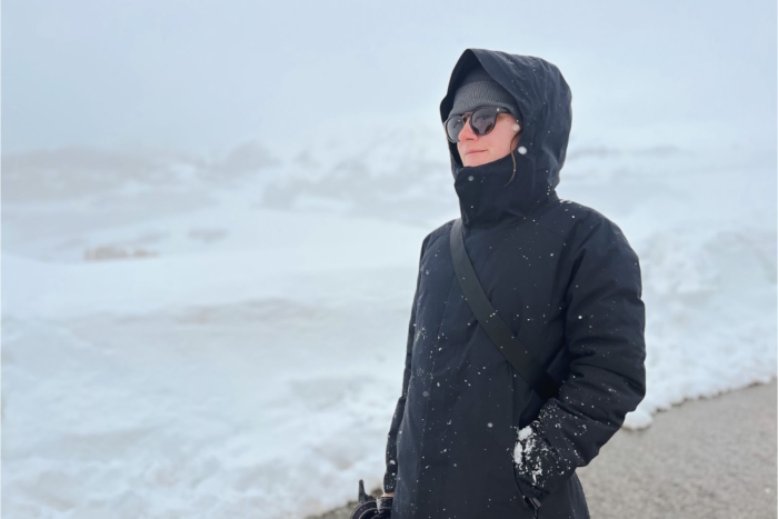 Staying dry in the Patera during a blizzard in Crested Butte, Colorado