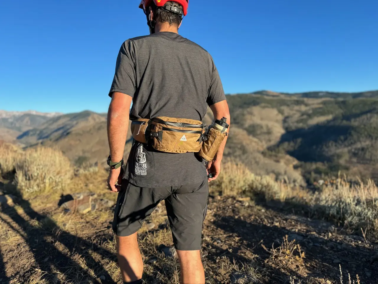 man wearing pnw’s rover hip pack