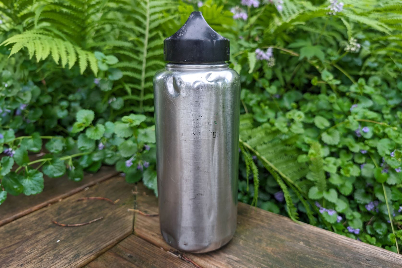 dented klean kanteen on deck