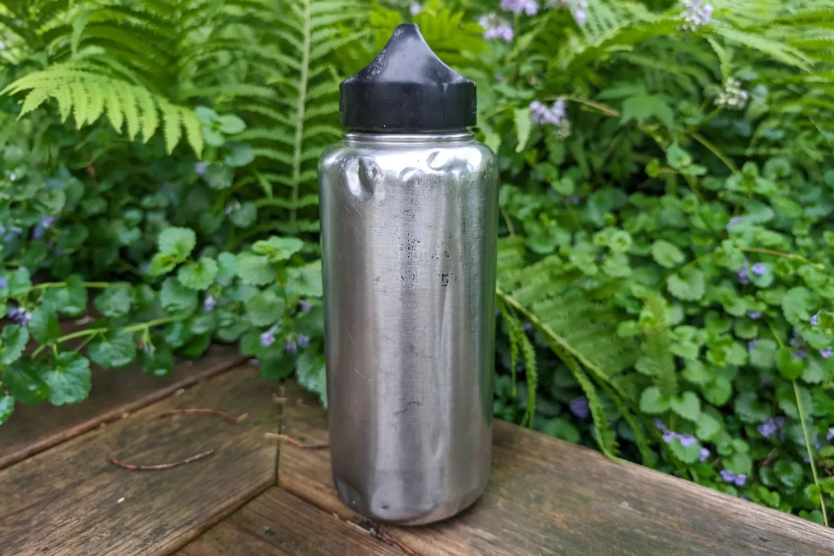 dented klean kanteen on deck