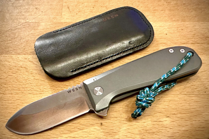 wesn allman knife and leather slip