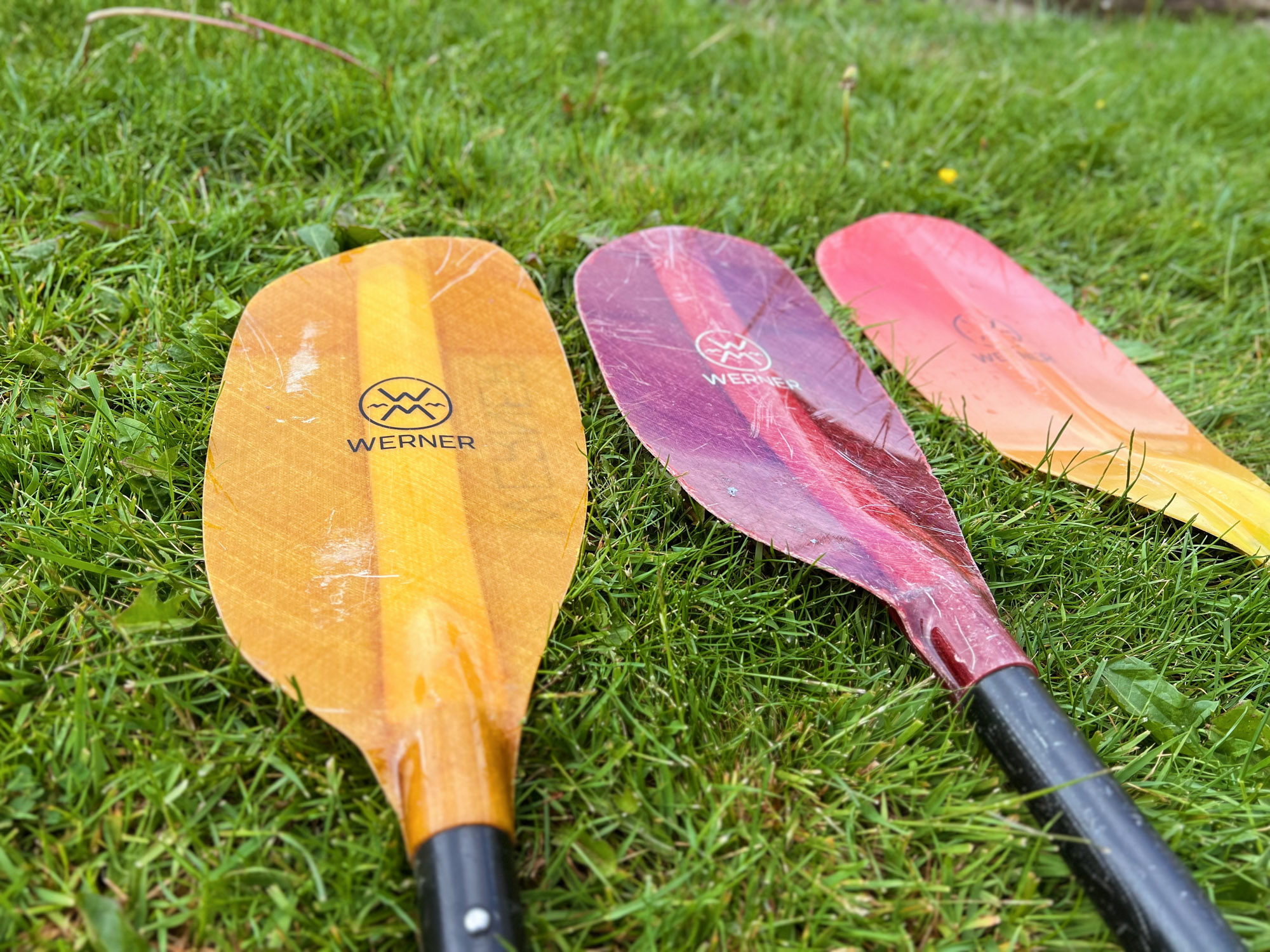 The Sherpa paddle blade compared to the Powerhouse and another Werner paddle