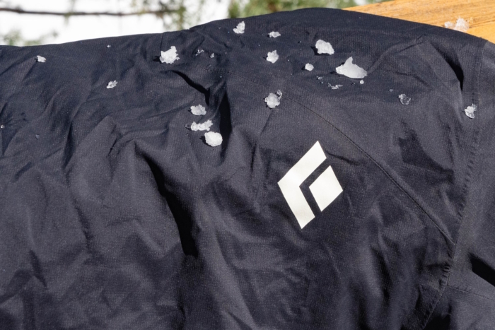 Close-up of BD Recon LT Men's Jacket with snowflakes on the fabric