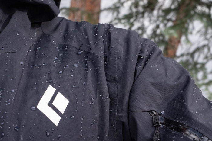 Close-up of BD Recon LT Men's Jacket with water droplets on the fabric