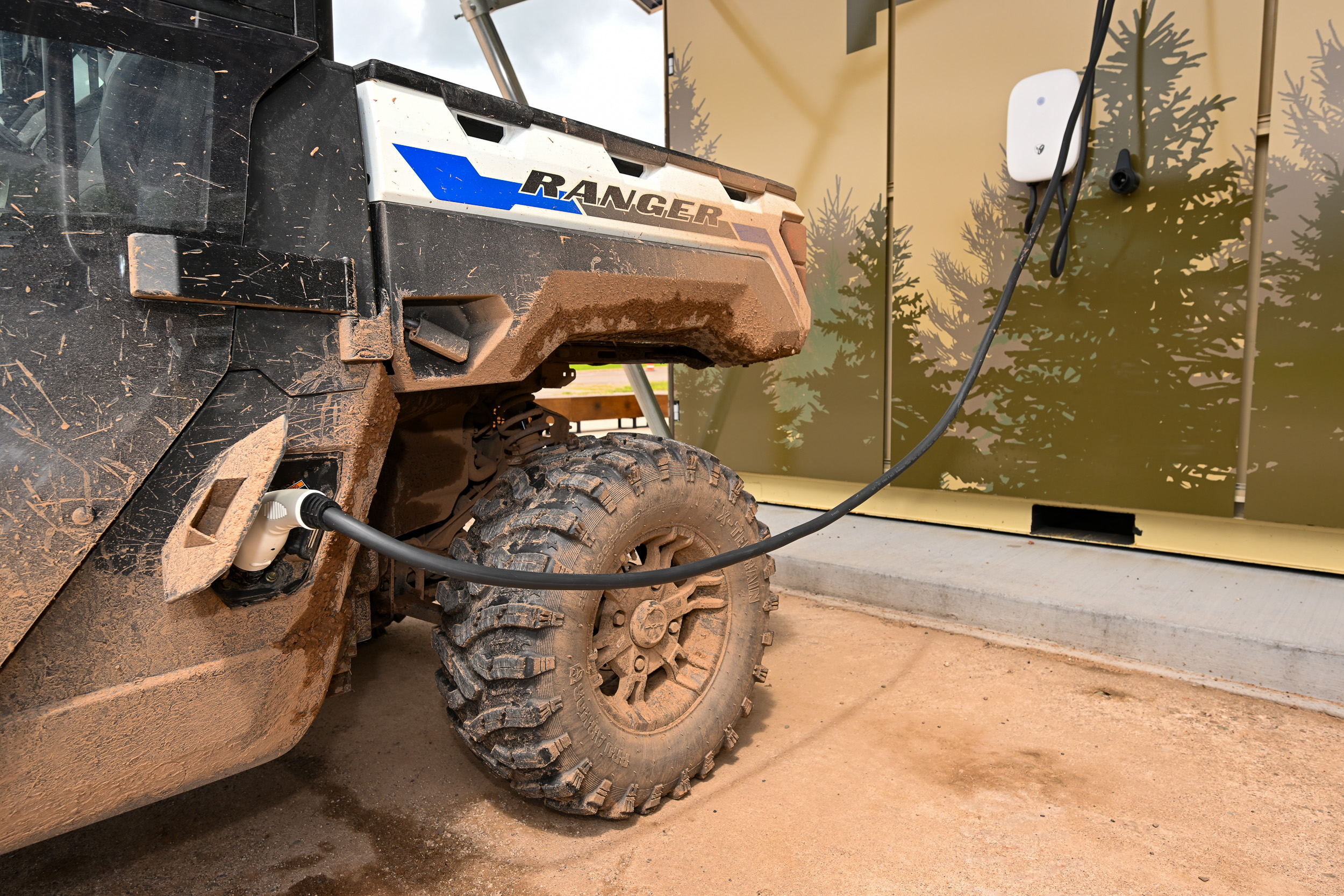 Polaris electric ORV charging on a Polaris charging station