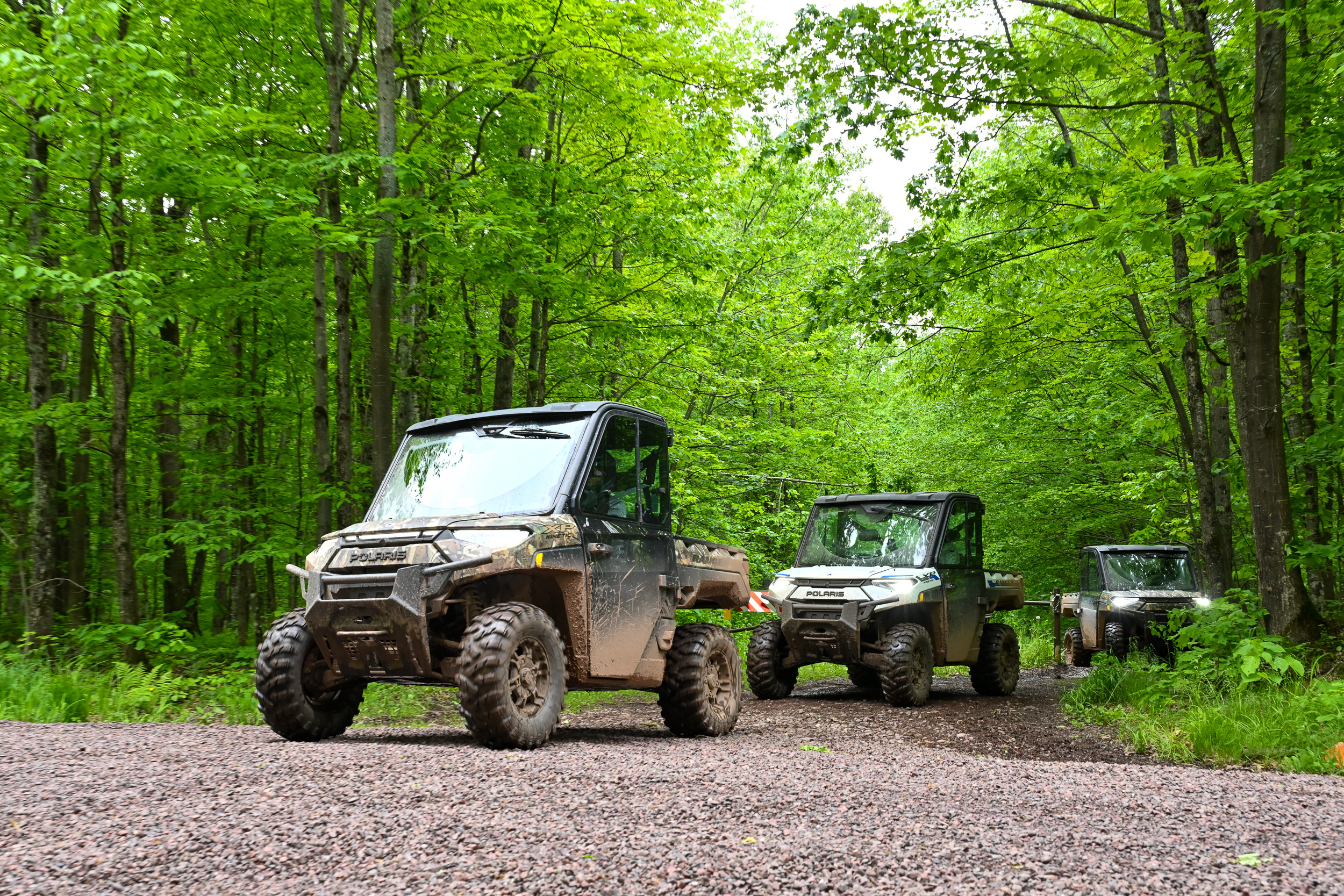 Polaris Ranger Kinetic XPs on a trail