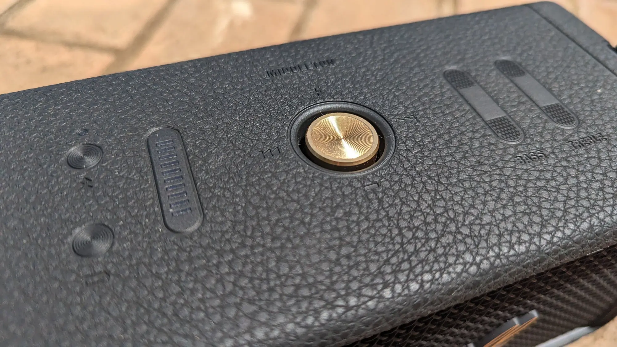 Gear Junkie - Best Portable Bluetooth Speaker - Close-up on Marshall Middleton controls