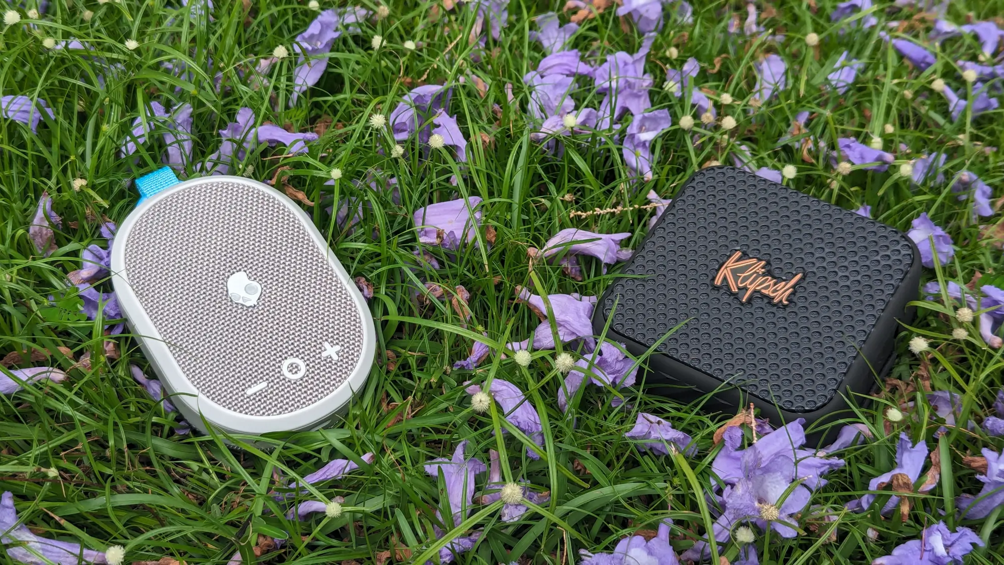 Gear Junkie - Best Portable Bluetooth Speaker - Skullcandy Kilo and Klipsch Austin in the grass