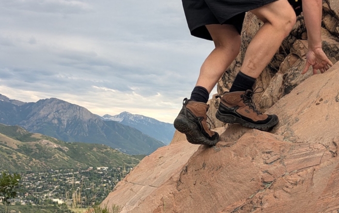 The KEEN Targhee IV holds its own during a sandstone scramble; (photo/Sam Morse)