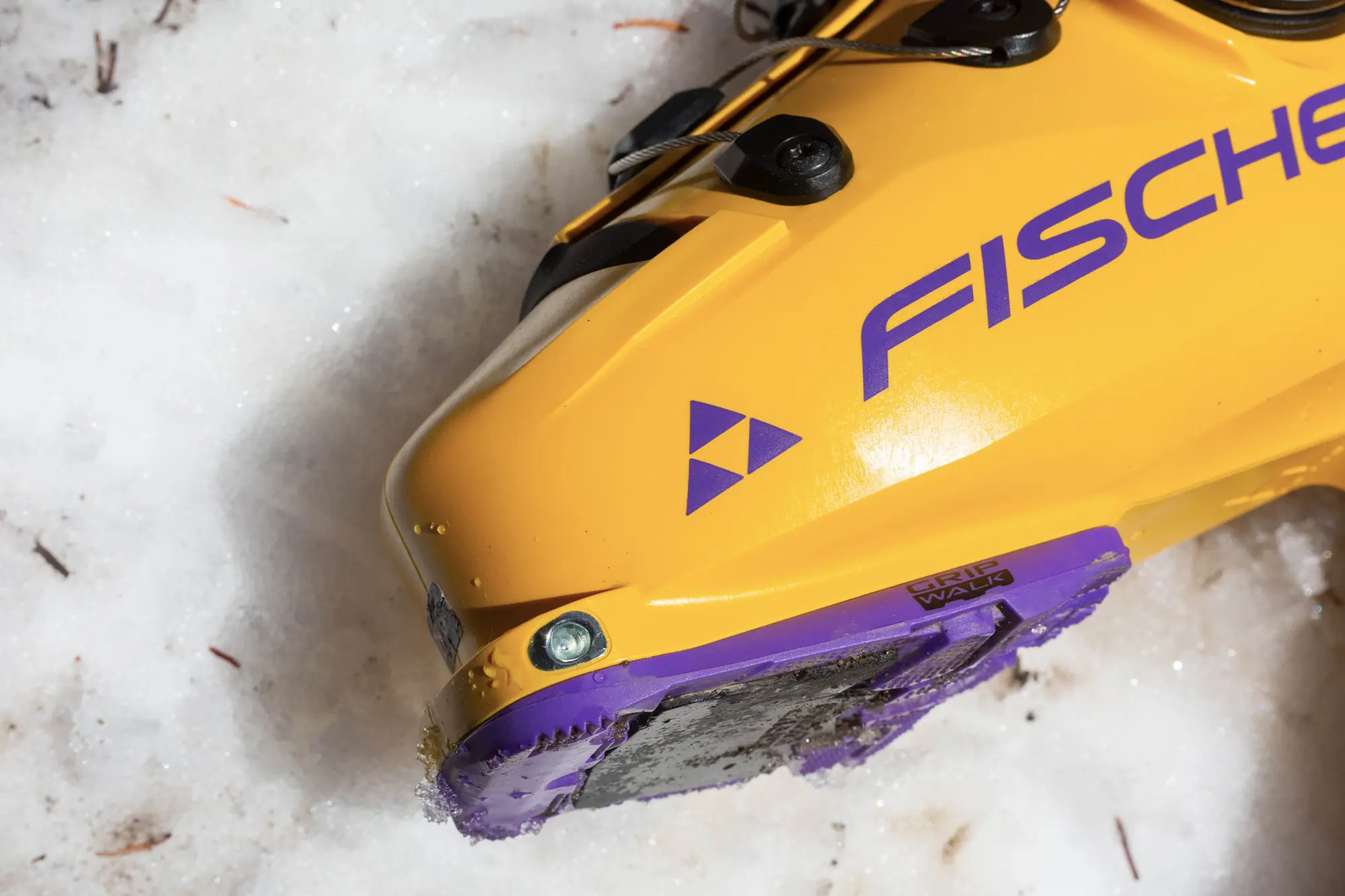 gripwalk sole on fischer rc4 pro mv boa ski boot close up