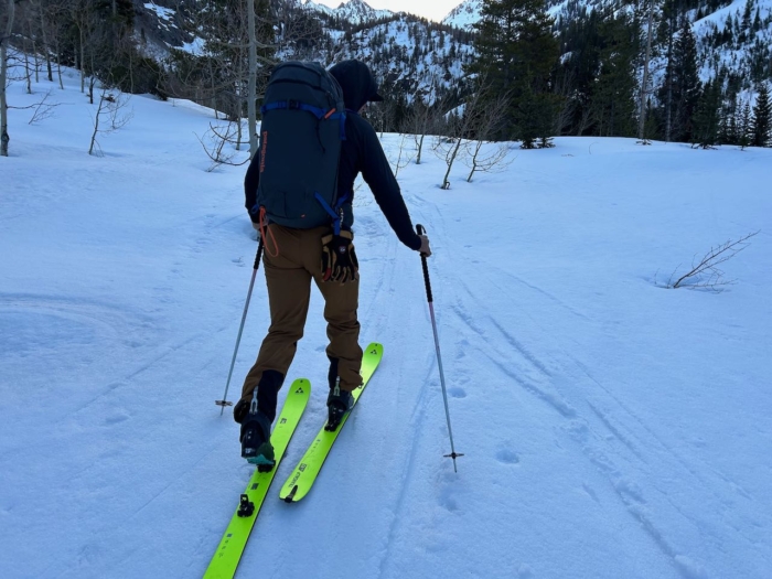 skier wearing outdoor research cirque III pants