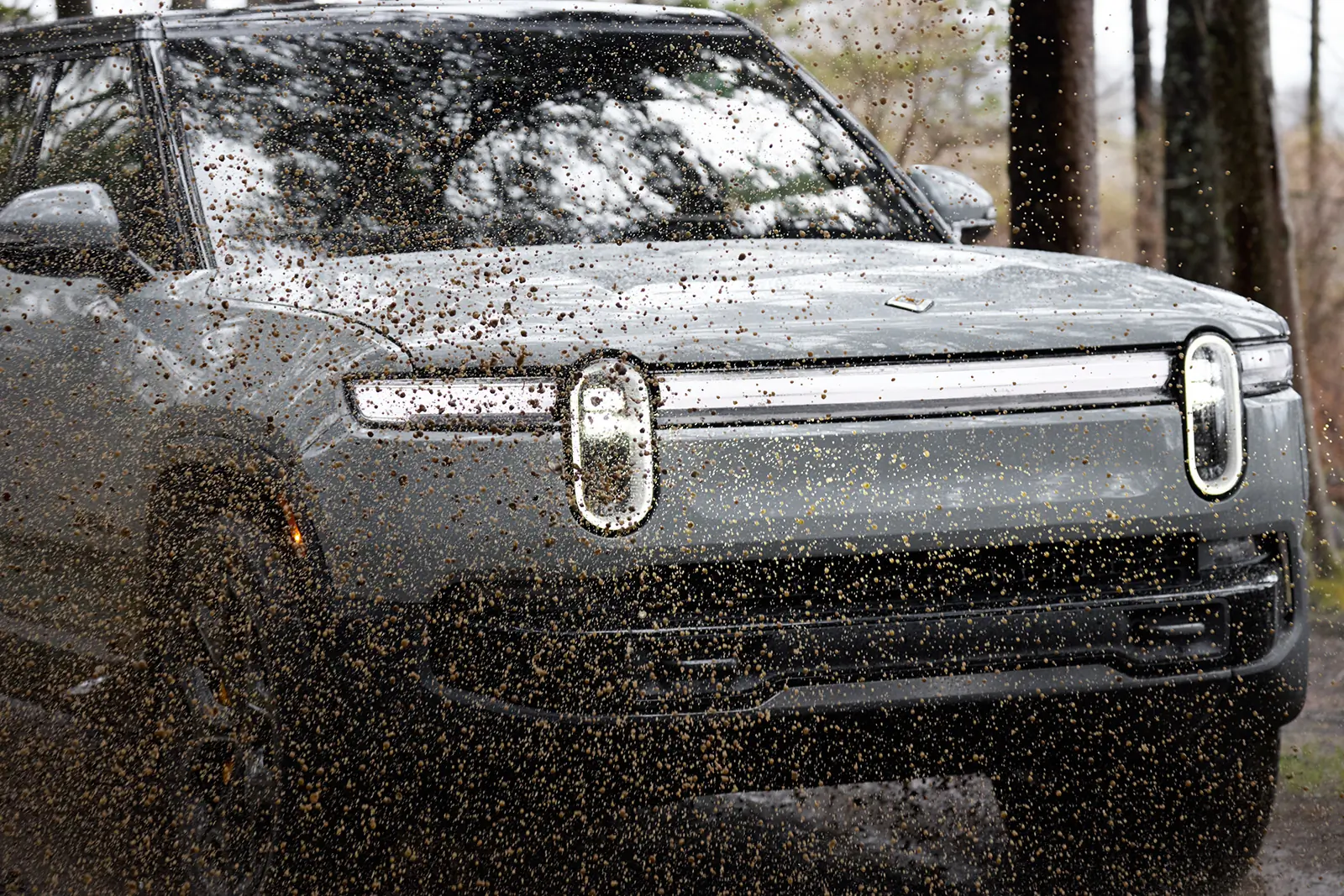 rivian in mud