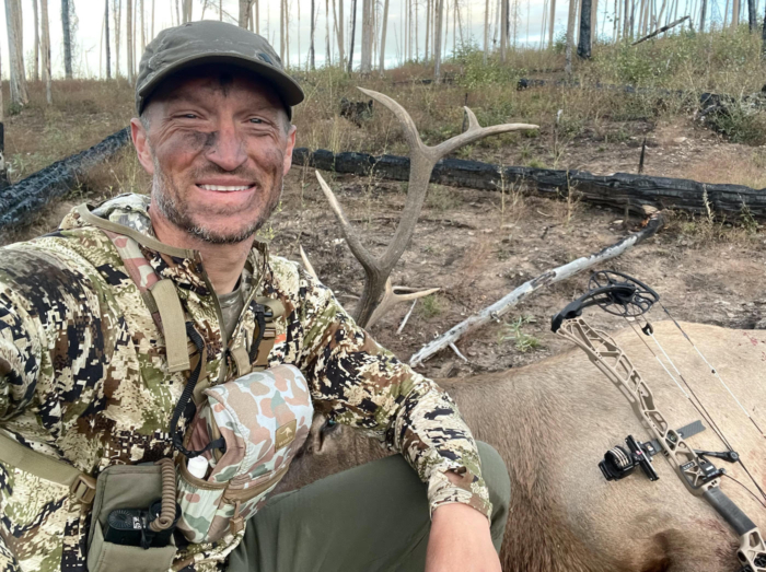 Trail Kreitzer takes a break from the hunt; (photo/Mathews Archery)