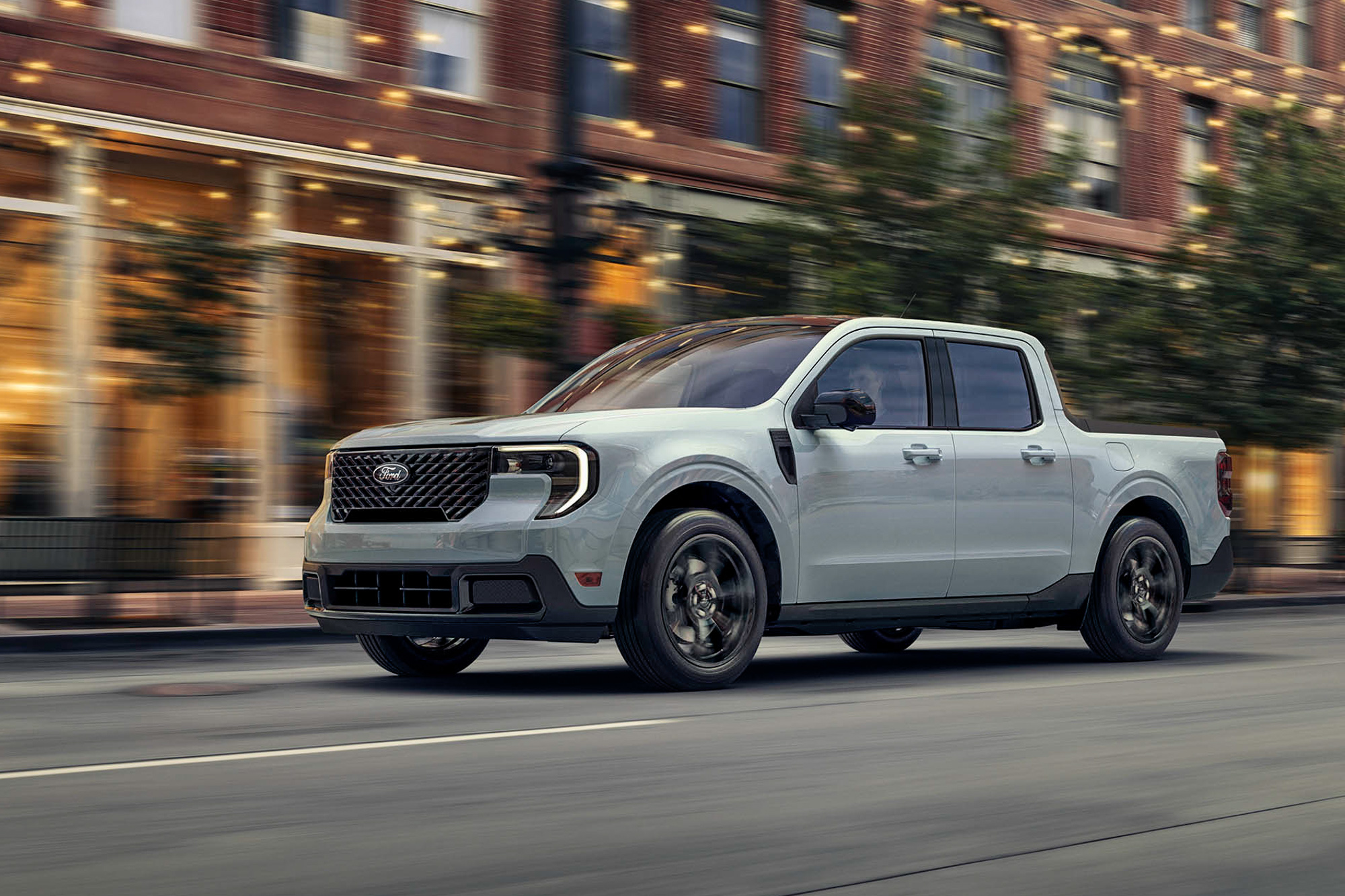 2025 Ford Maverick Lariat with black appearance package in Space White