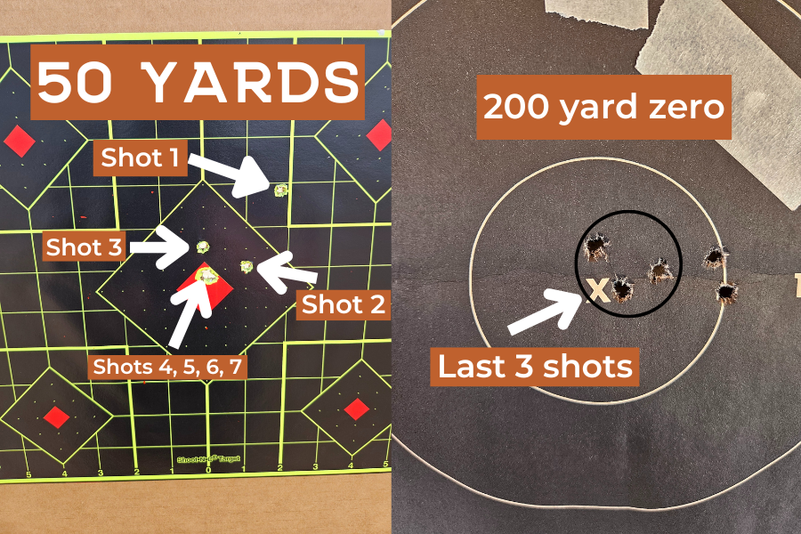 close up of the target with shoot holes