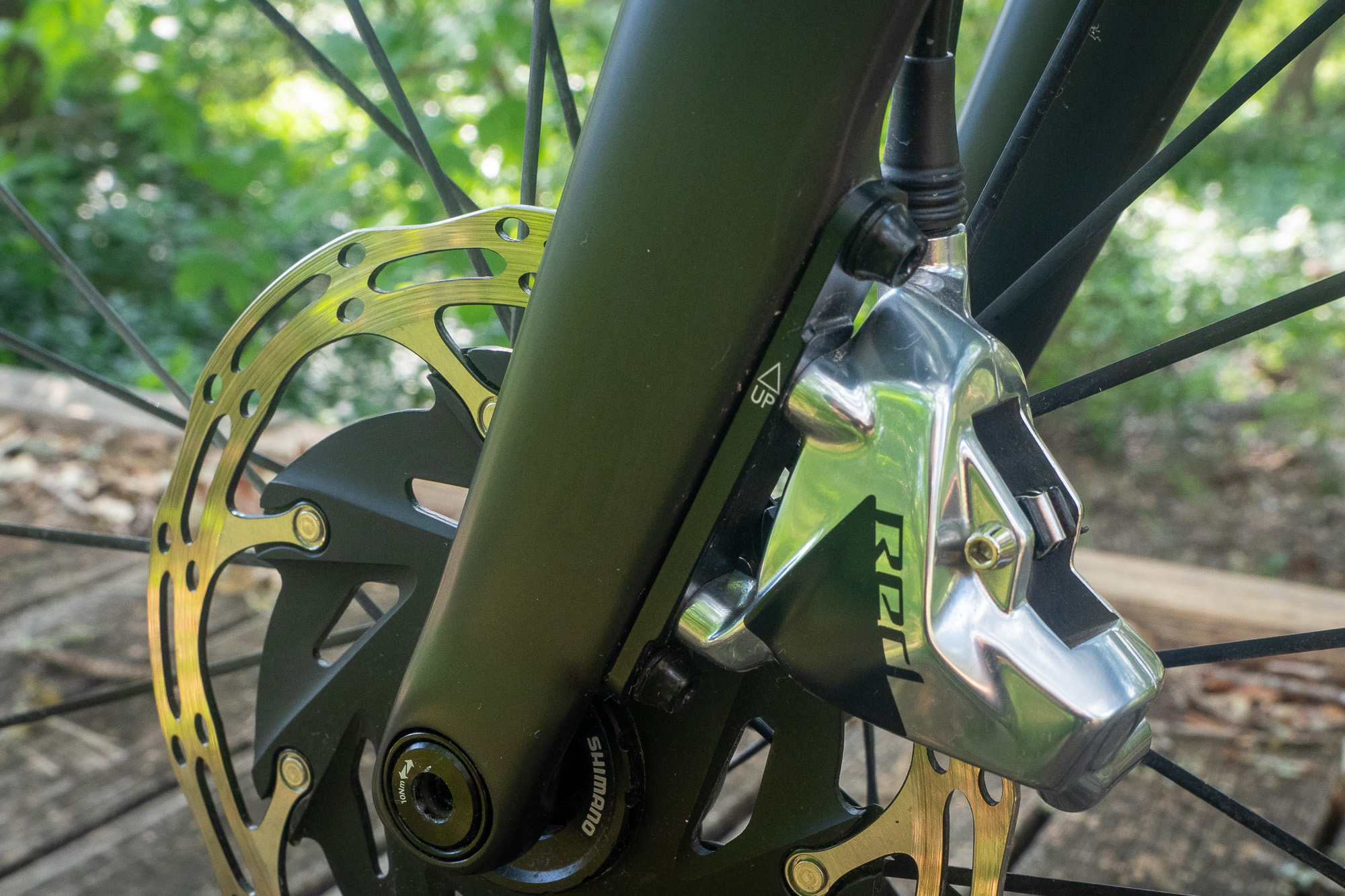 Lower fork leg detail on a 2024 BMC Teammachine R 01 LTD