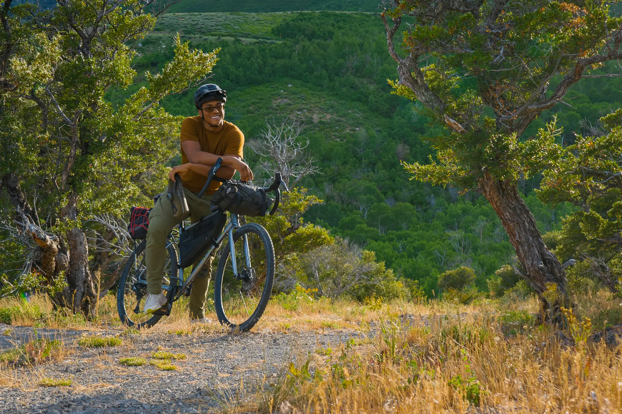 Man on a 20241 Marin Four Corners 2 gravel bike