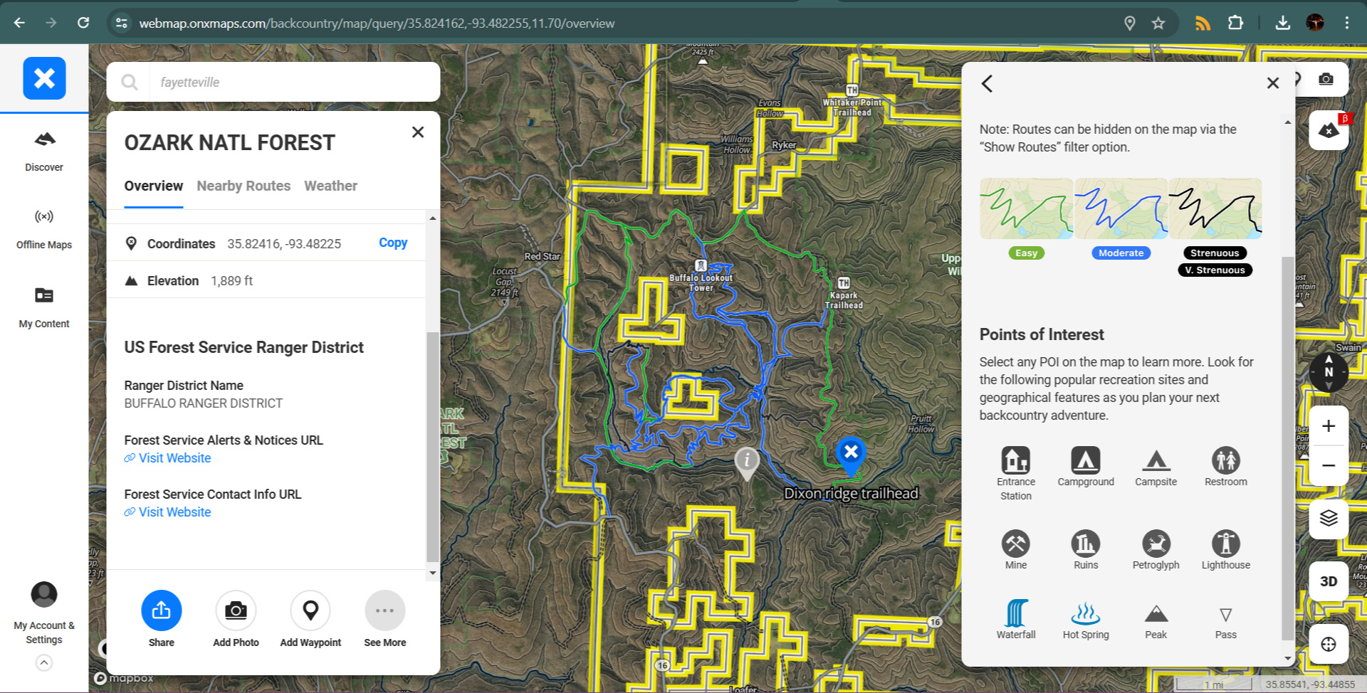 desktop screenshot of onX backcountry app