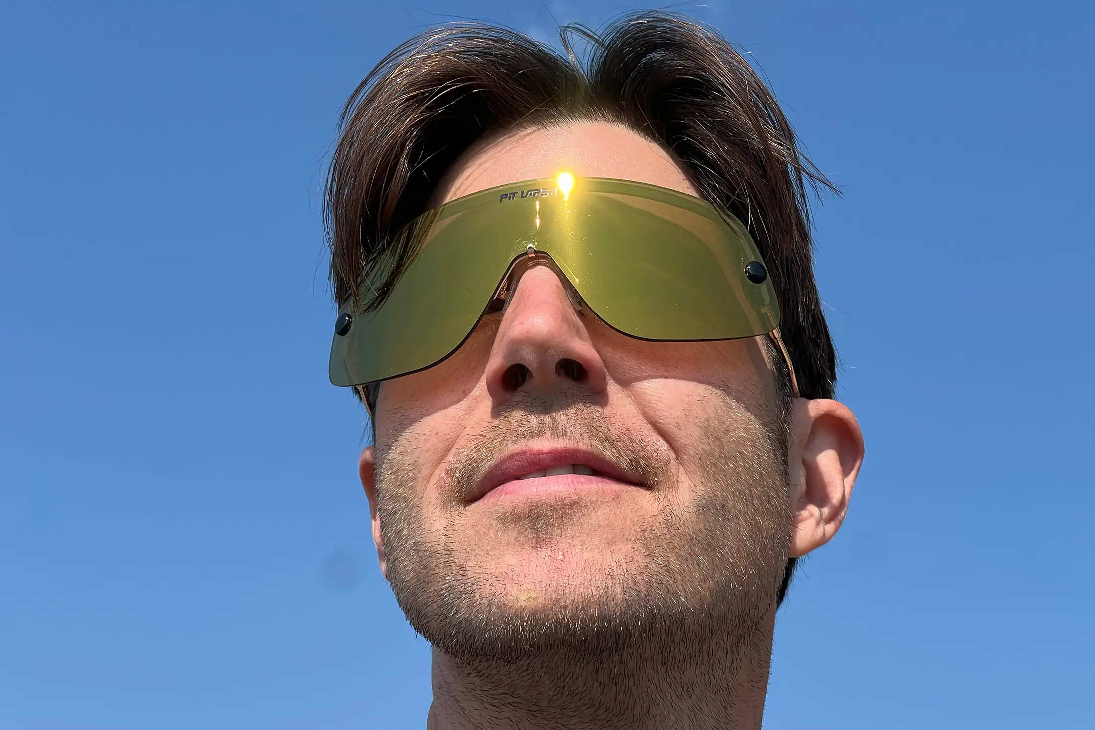 pit viper limousine gold sunglasses on male model