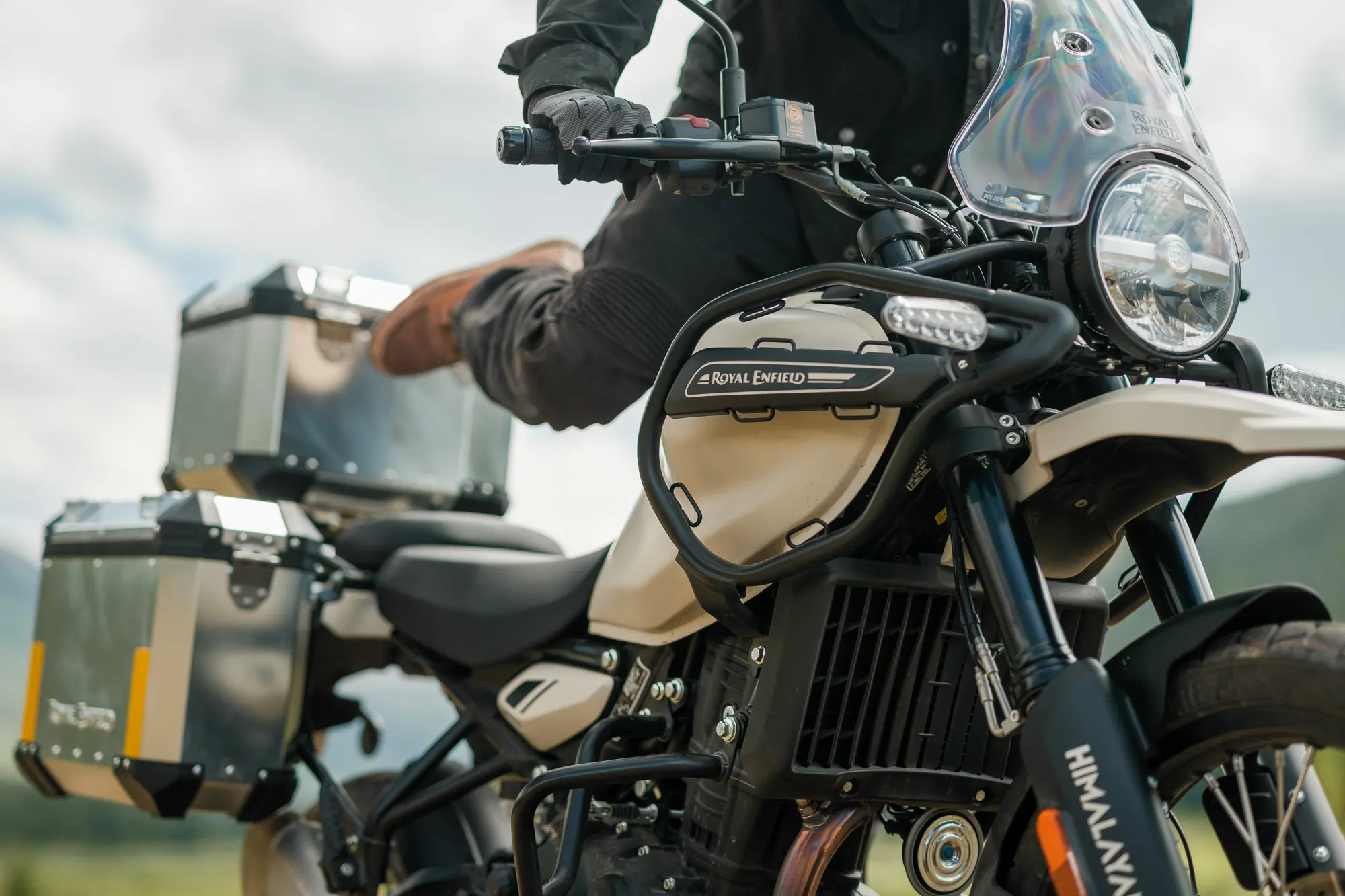 Crash guard detail shot on the Royal Enfield Himalayan 450