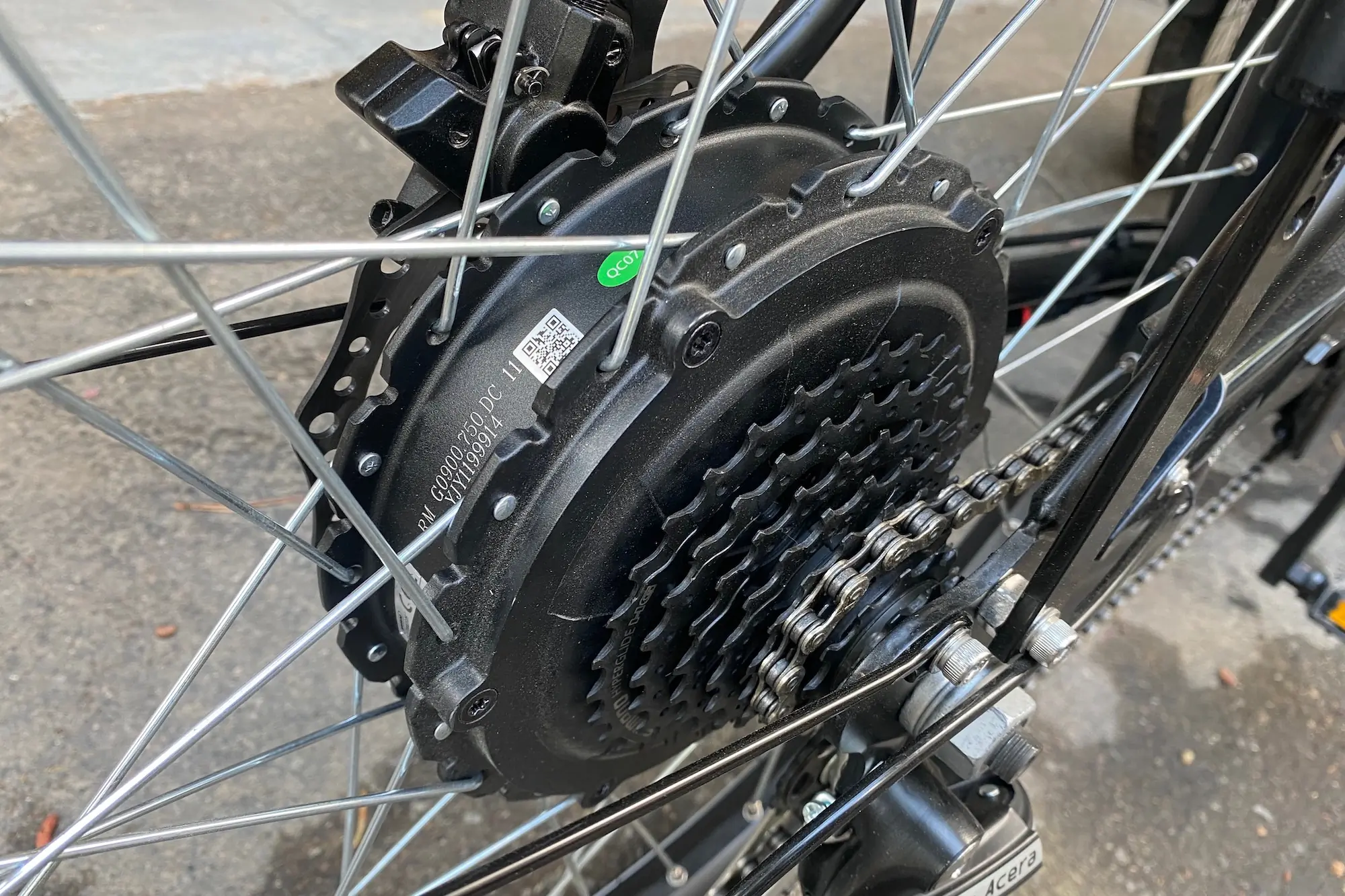 The 750W Bafang rear hub motor on the Ferla Royce 2 electric cargo bike