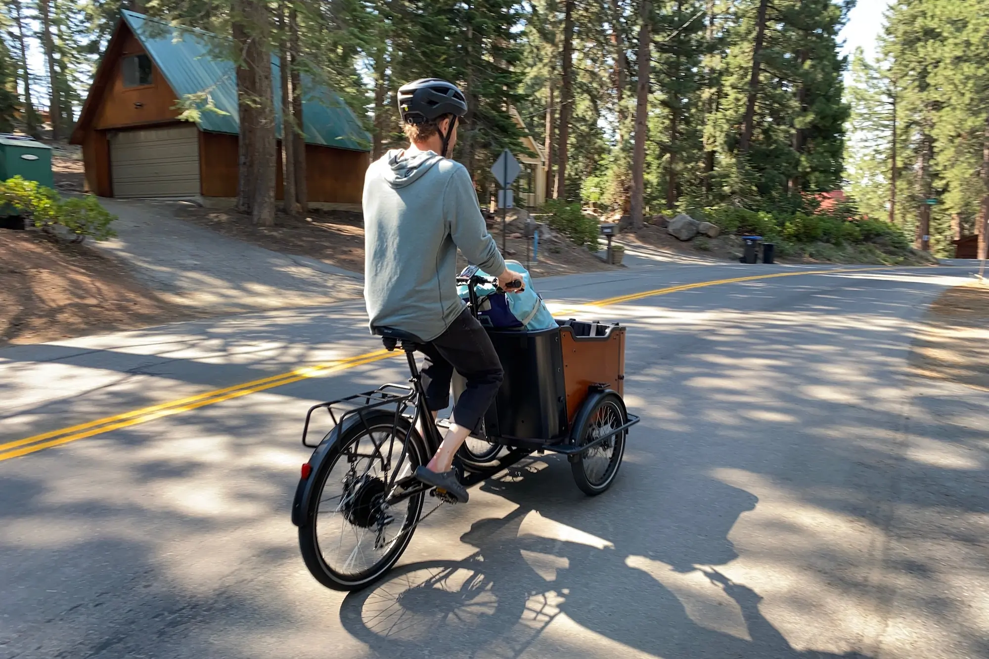 The author riding the Ferla Royce 2 on the road