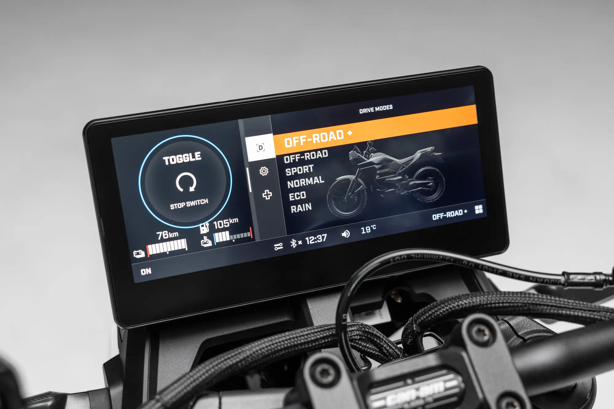 Can-Am Origin electric dual sport motorcycle display