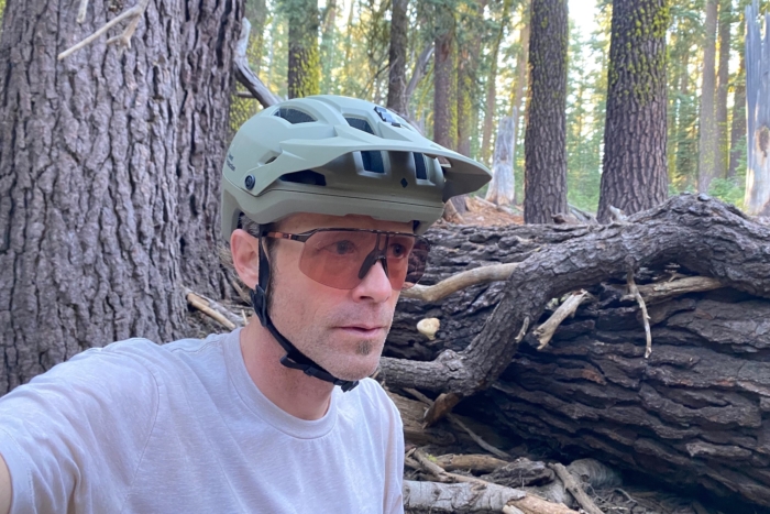 Wearing the Primer helmet while testing