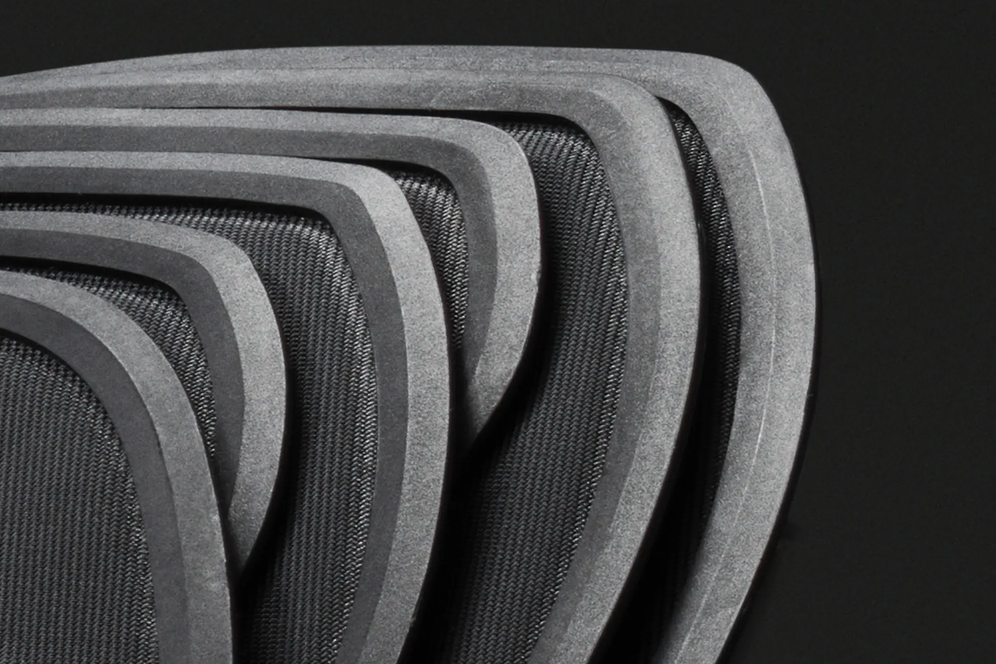 Detailed image of the polymer ribs of a Ventete aH-1 bicycle helmet