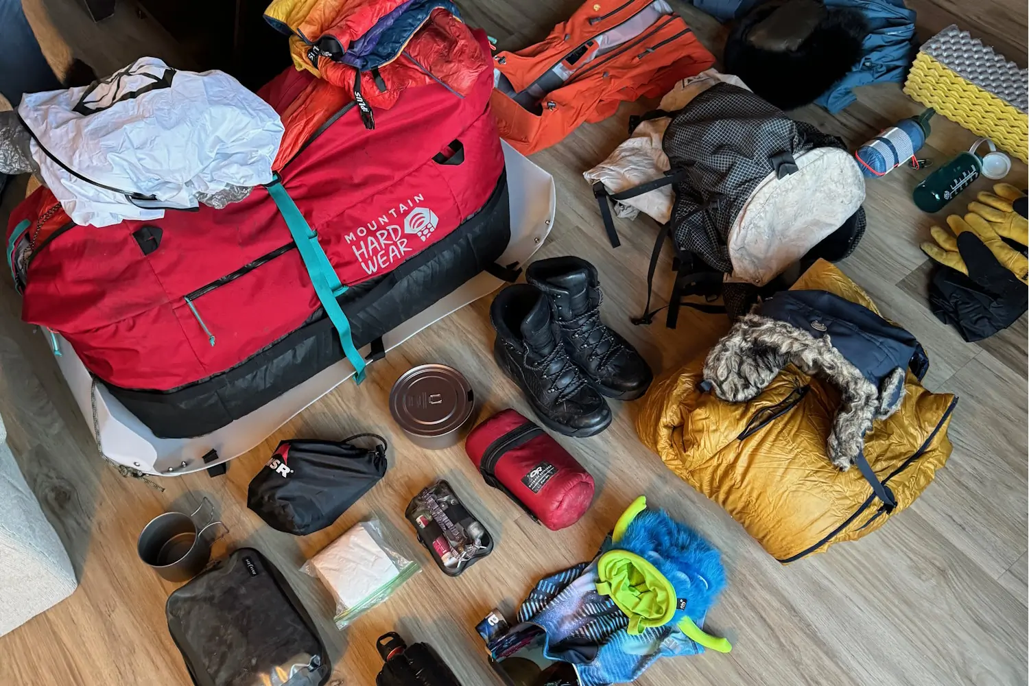 Sunny Stroeer outdoor gear laid out on the floor