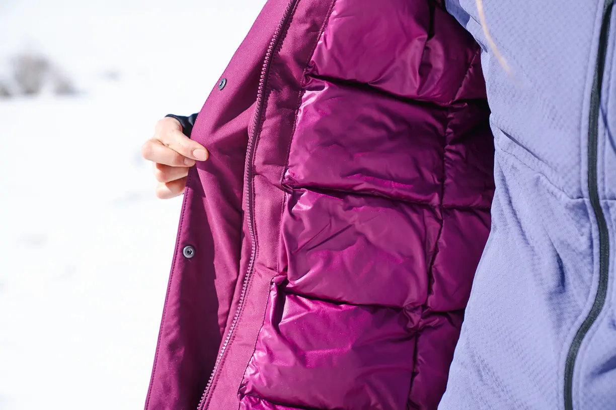 interior baffles with fill in a winter jacket 